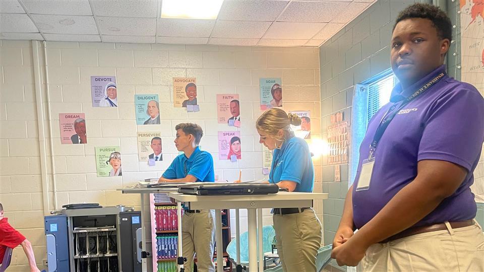 Students Learning at Stand-Up Desks